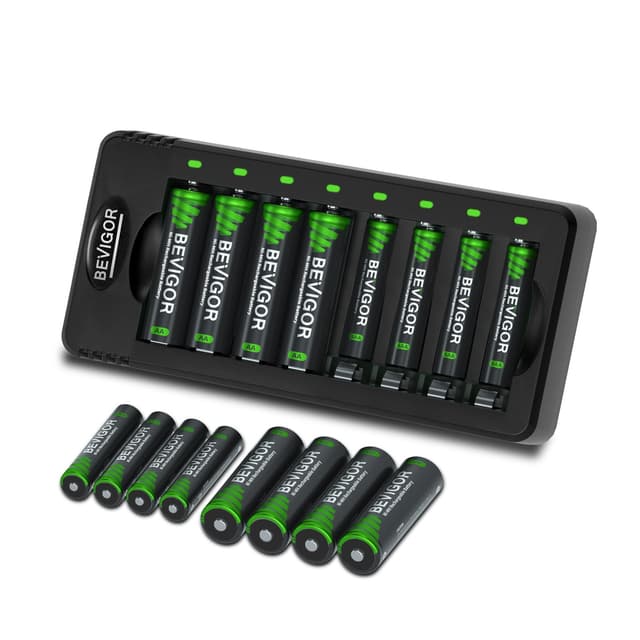 🔋 Bevigor 8 x AA und 8 x AAA NiMH-Akkus, Ladegerät-Set 🔌