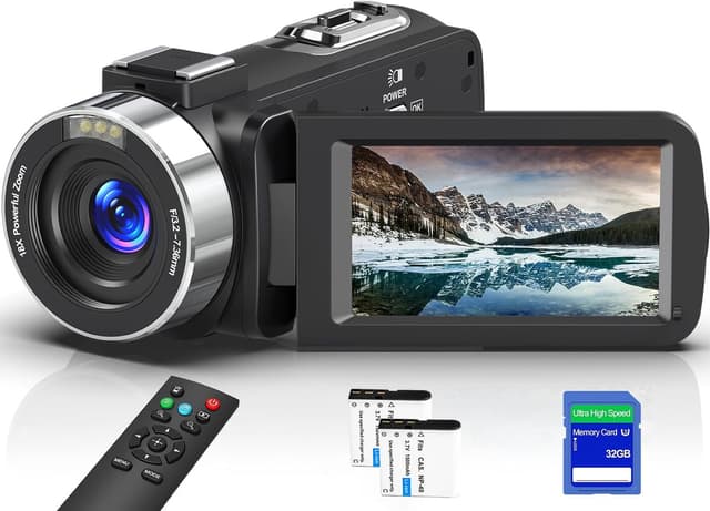 Delmodes 8K 64MP Videokamera Camcorder 18X Digitalzoom IR Nachtsicht Vlogging Kamera