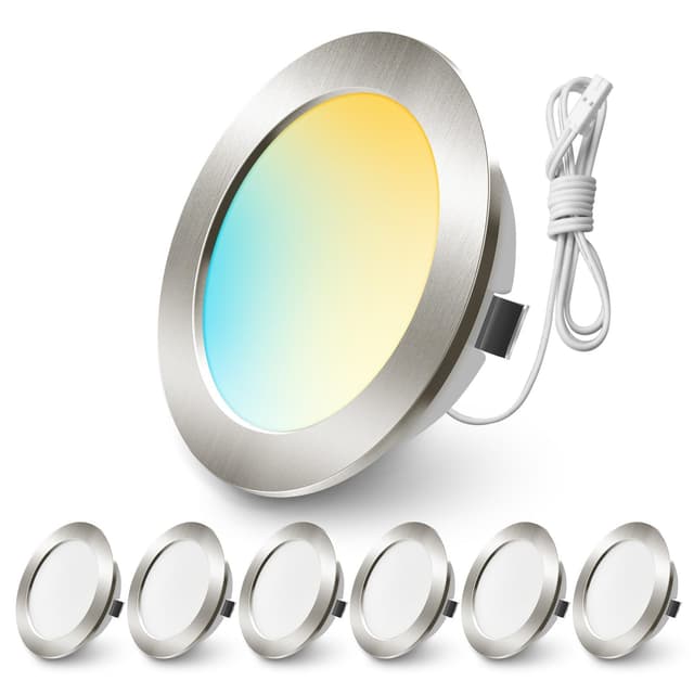 ALUSSO LIGHTING LED Einbaustrahler 12V, 3000K 4000K 6000K LED Spot 12V-24V, 4W 300LM Einbauspots LED 55-58mm für Wohnmobil Spiegelschrank Wohnwagen Van,Nickel,6er Set