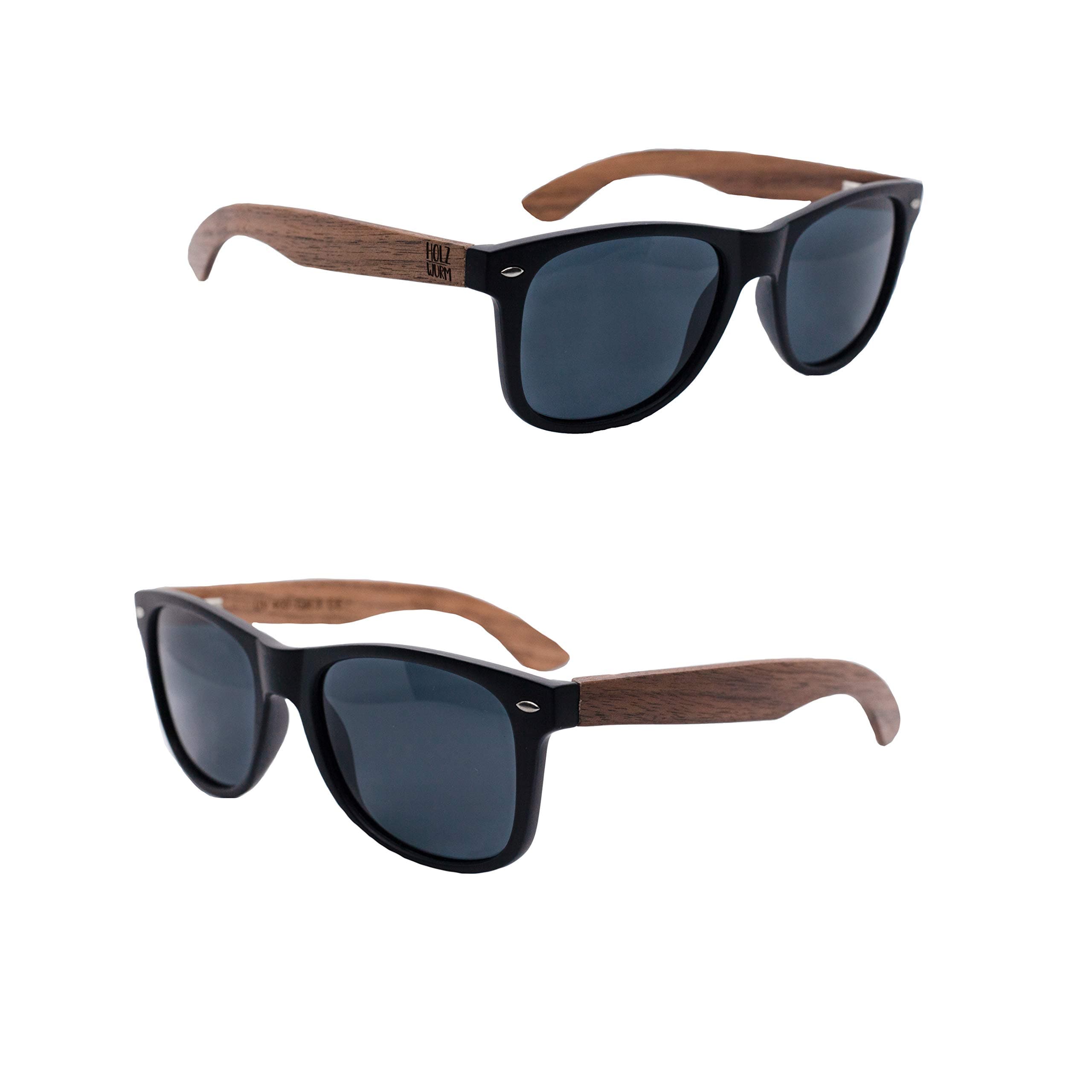 Holzwurm Sonnenbrille mit Holzbügeln aus Walnuss - Modisches Accessoire mit UV400-Schutz 🌞