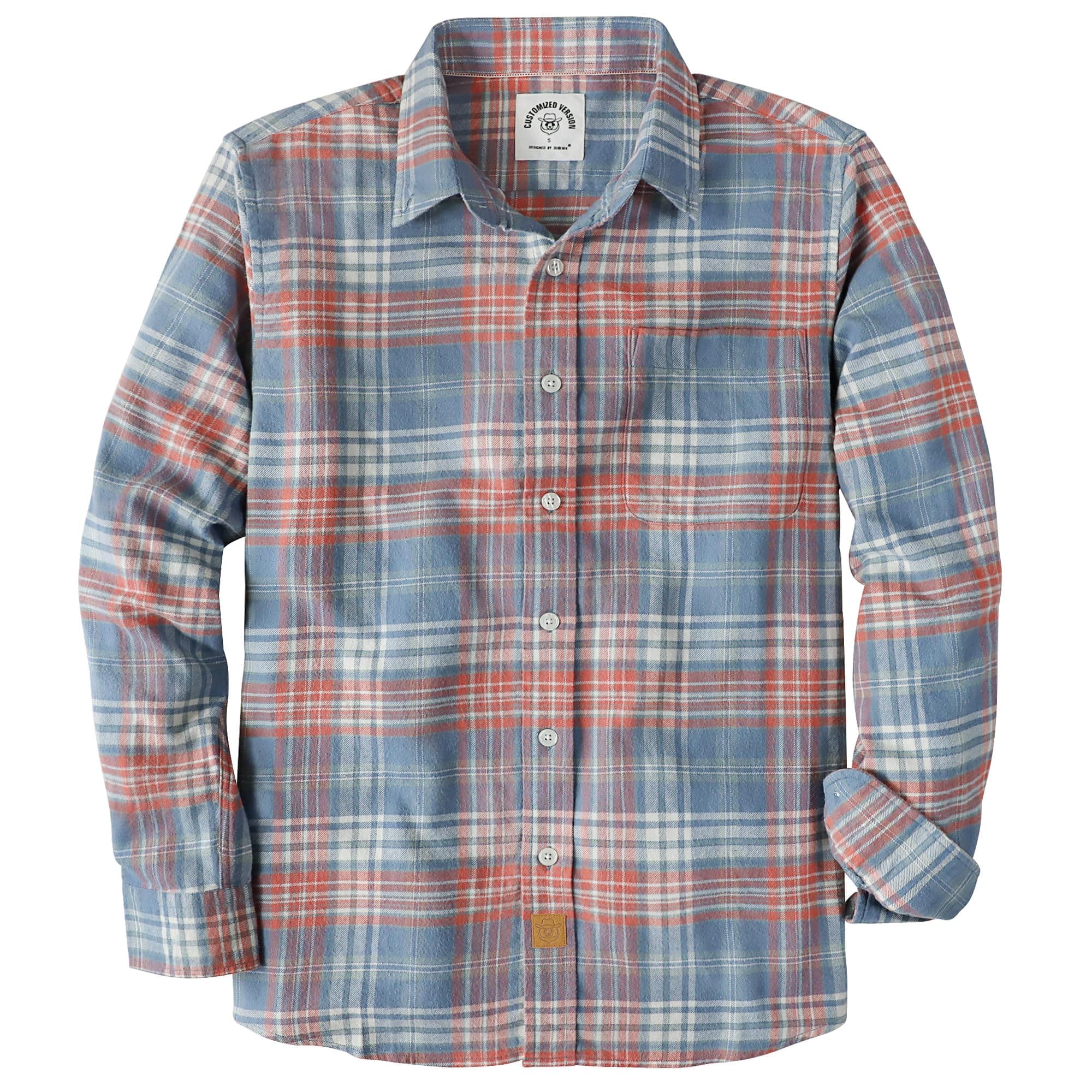 Dubinik® Flanellhemd Herren Kariert Button Down Outdoor Baumwolle Freizeithemden Flanellhemden Herren Langarm 3XL Himmelblau Orange 🌟