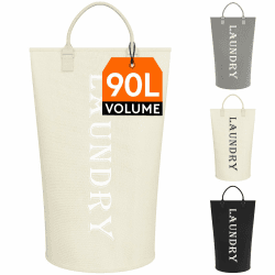 🌟 Lifewit Wäschekorb 90 L - Weiß 90L - Großer faltbarer Wäschesack 🌟 Angebot bei HelloDeals