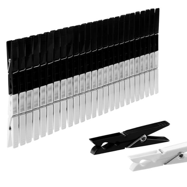 Angebot: 50 x Wäscheklammern stabil aus Kunststoff | Schwarz & Weiß 🖤⚪