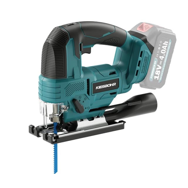 🛠️ KIESBOHR DIY Akku Stichsäge für Heimwerker | 18V Akku Kompatibel | Bürstenloser Motor | LED-Beleuchtung