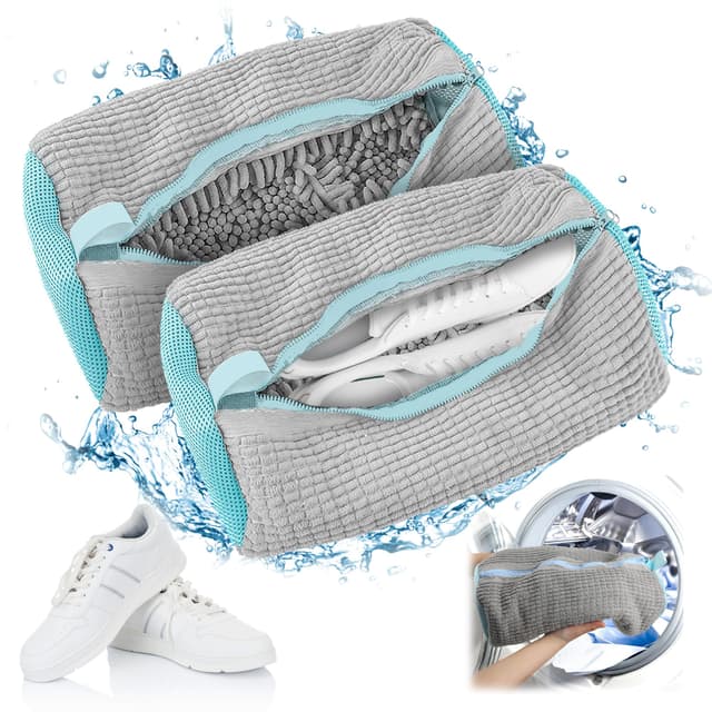 👟🧼 Schuhwaschbeutel Waschmaschine 2 Stück Schuhsack Schuhbeutel für Sneaker (Grau) - 2 Stück
