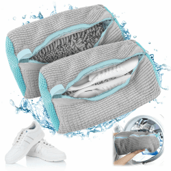 👟🧼 Schuhwaschbeutel Waschmaschine 2 Stück Schuhsack Schuhbeutel für Sneaker (Grau) - 2 Stück Angebot bei HelloDeals