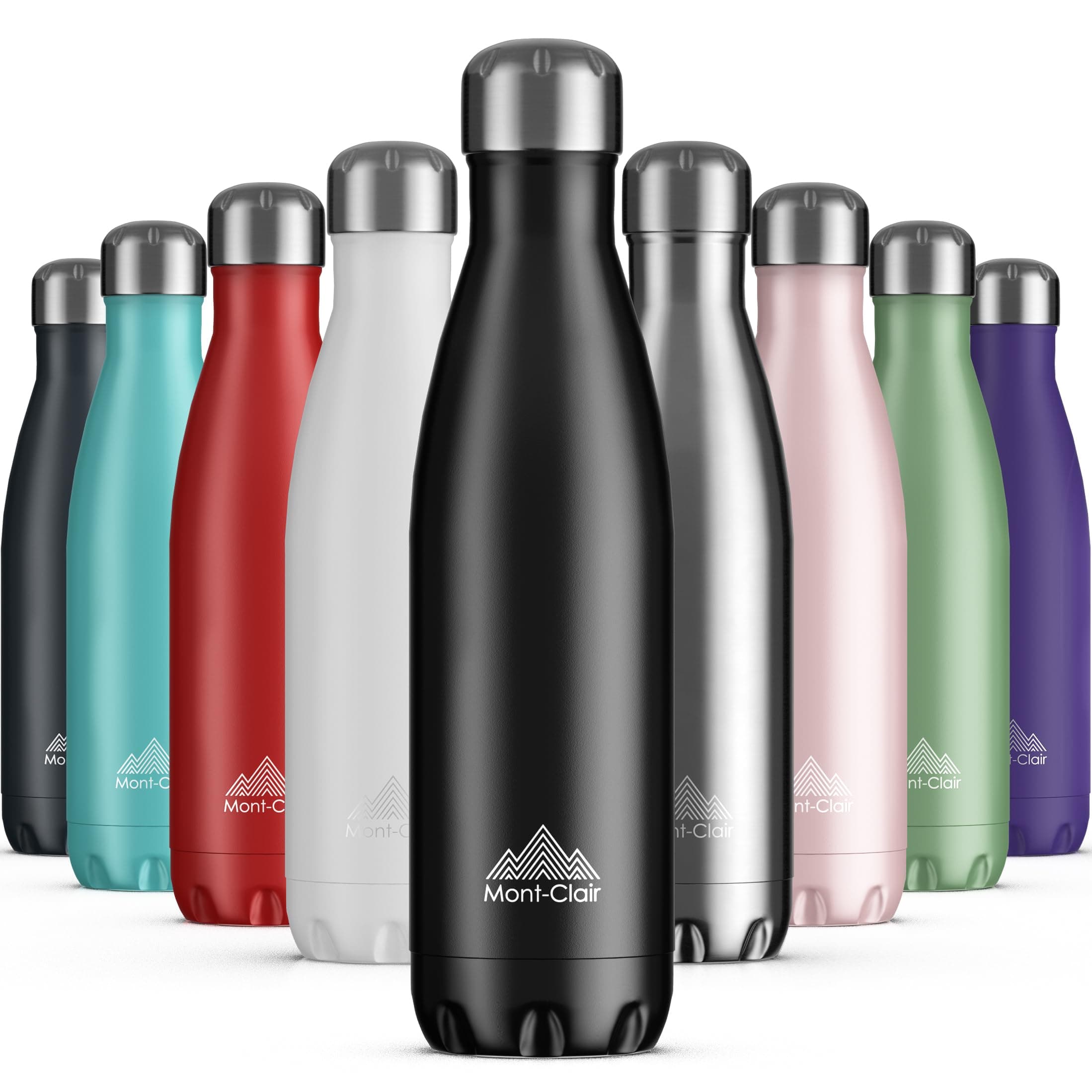 Mont-Clair Trinkflasche Edelstahl - Thermosflasche - BPA-freie - Water Bottle, Edelstahl trinkflasche 500ml - 24h Kalt & 12h Warm - Trinkflasche Auslaufsicher - Thermos Trinkflasche - Schwarz 500 ml Schwarz 🌿🚰