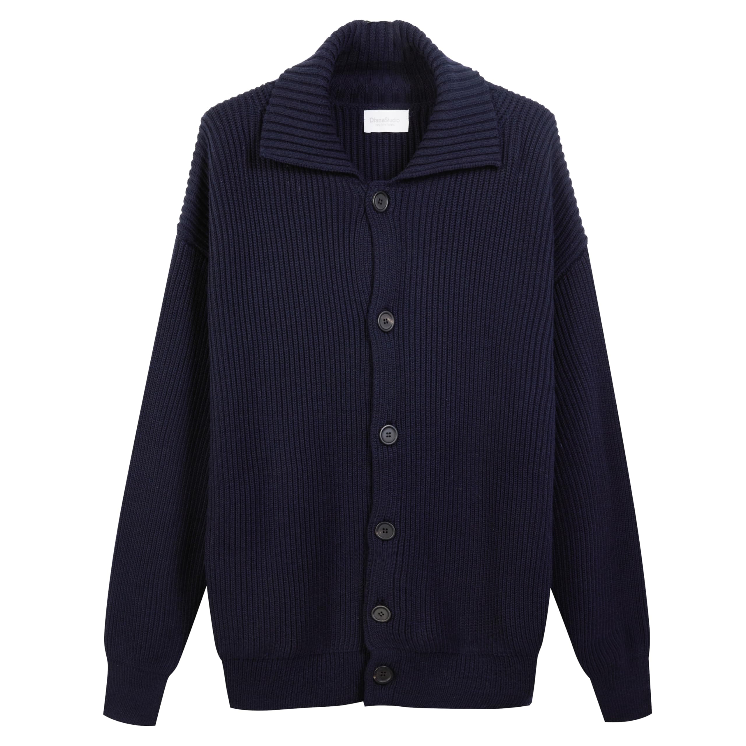 🧥 Diana Studio Geknöpfte Jacke aus Merinowolle Sweater M Blau 🛍️