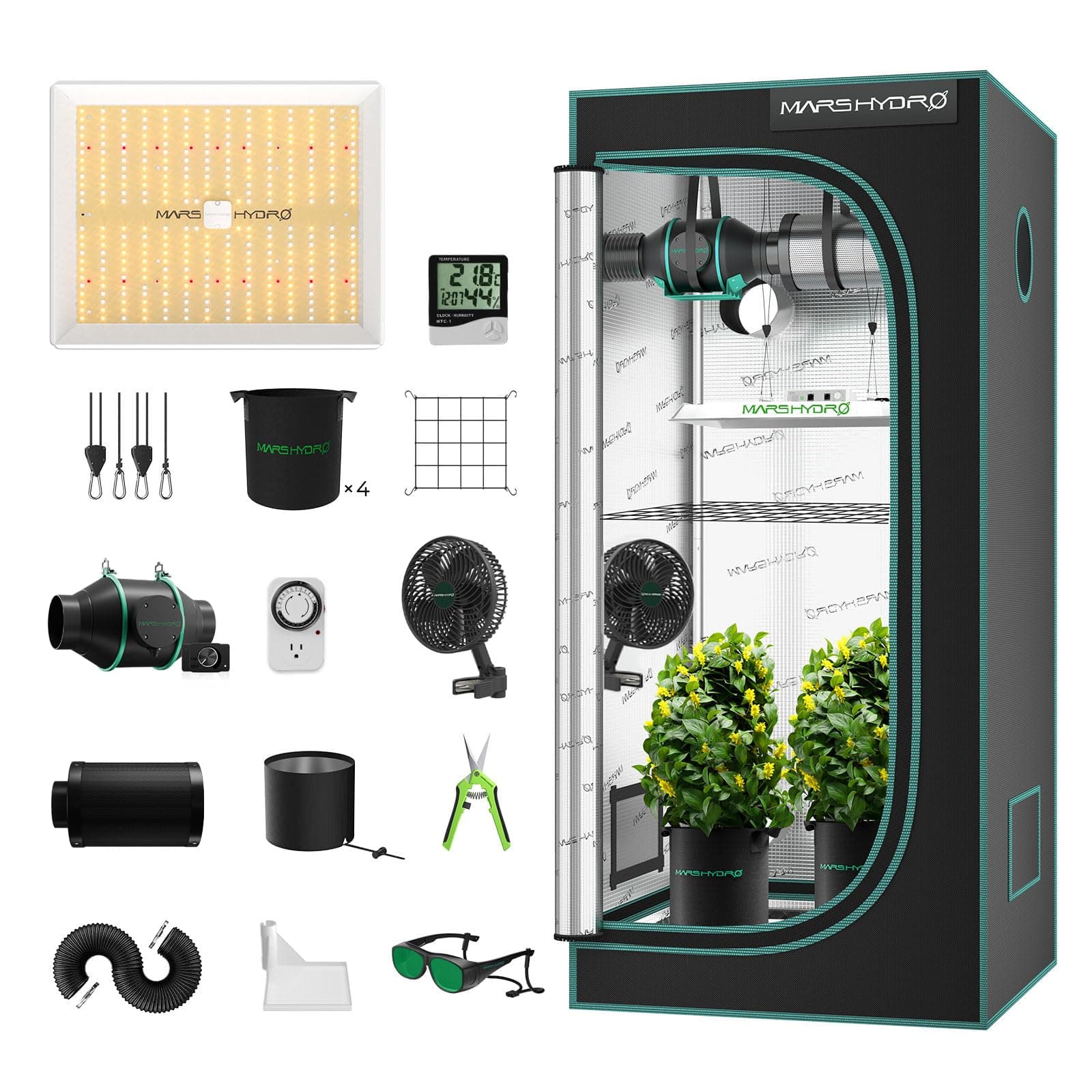 Mars Hydro Growzelt Komplettset TS1000 Dimmbar Grow Lampe