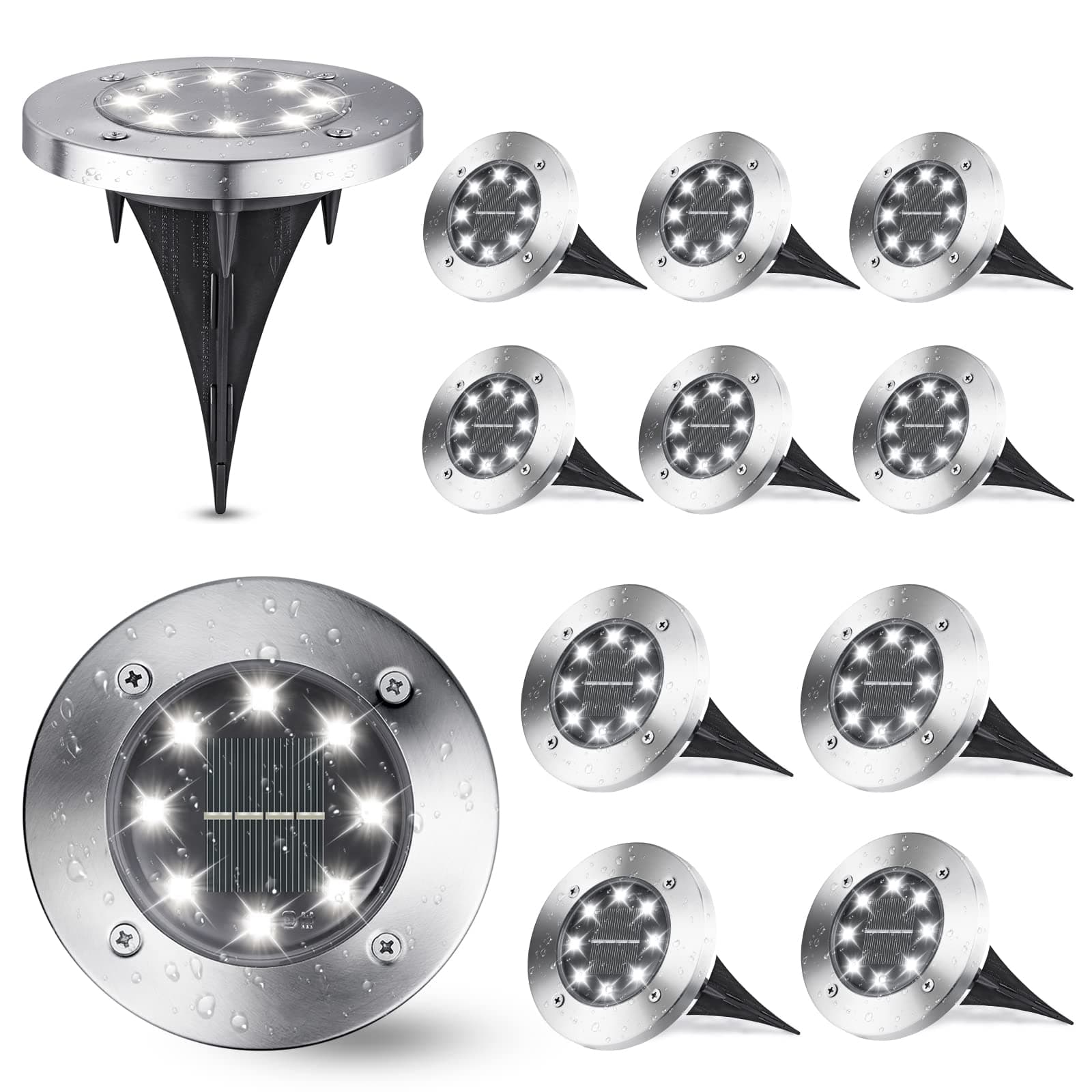 🌞🌿🔆 DEAL: Joomer 12 Stück Solar Bodenleuchten Aussen - 6000K Weiß - Wasserdicht - Solarlampen für Garten