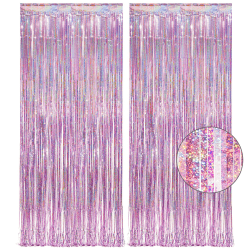 🎉 Lametta Vorhang Rosa Glitzer - GREATRIL Mädchen Lametta Vorhänge Folien Fransen Partydeko Angebot bei HelloDeals