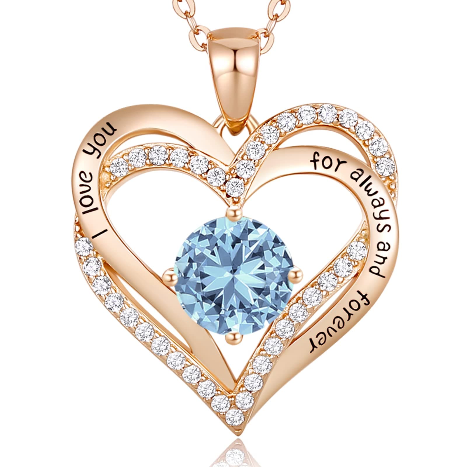 CDE Kette Damen 925 Sterling Silber Roségold Forever Love Herz Anhänger Halskette