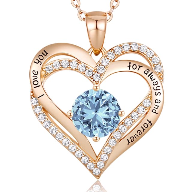 CDE Kette Damen 925 Sterling Silber Roségold Forever Love Herz Anhänger Halskette
