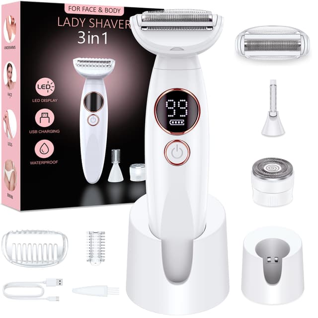 🌸 Damenrasierer 3-in-1 Intimrasierer für Frauen - Nass-Trockenrasierer