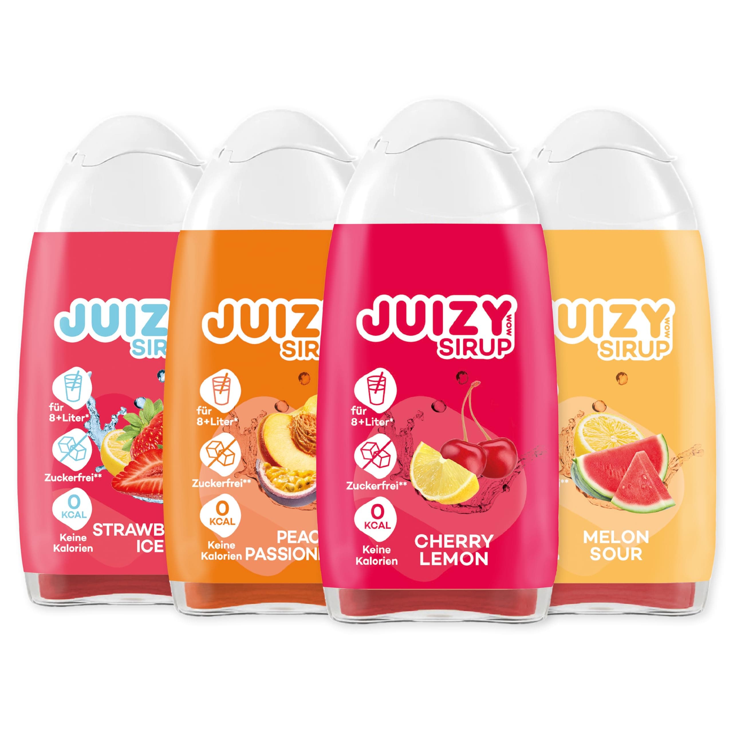 🍹 JUIZY WOW - Zuckerfreier Sirup für Wasser Starter Set - 4 x 65ml Gemischte Geschmacksrichtungen