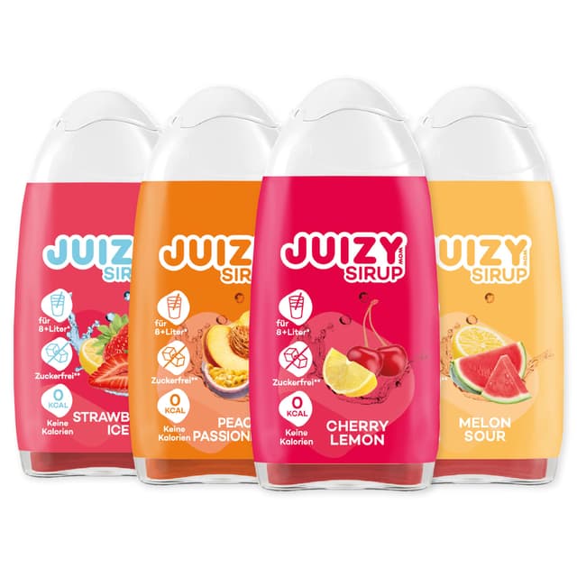🍹 JUIZY WOW - Zuckerfreier Sirup für Wasser Starter Set - 4 x 65ml Gemischte Geschmacksrichtungen