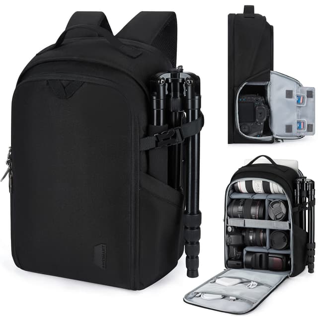 🎒 Bagsmart Kamerarucksack für DSLR & Laptop | Groß & Wasserfest | Schwarz