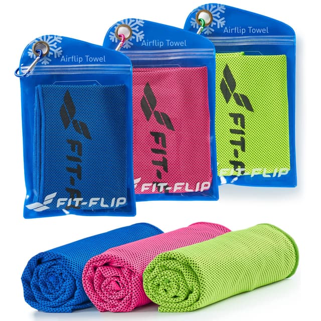 Fit-Flip Kühltuch 3er Set - 🌬️ kühlendes Handtuch für Fitness und Sport - mikrofaser kühlhandtuch Nacken - Airflip kühltücher - cool Ice Towel mit Kühlfunktion