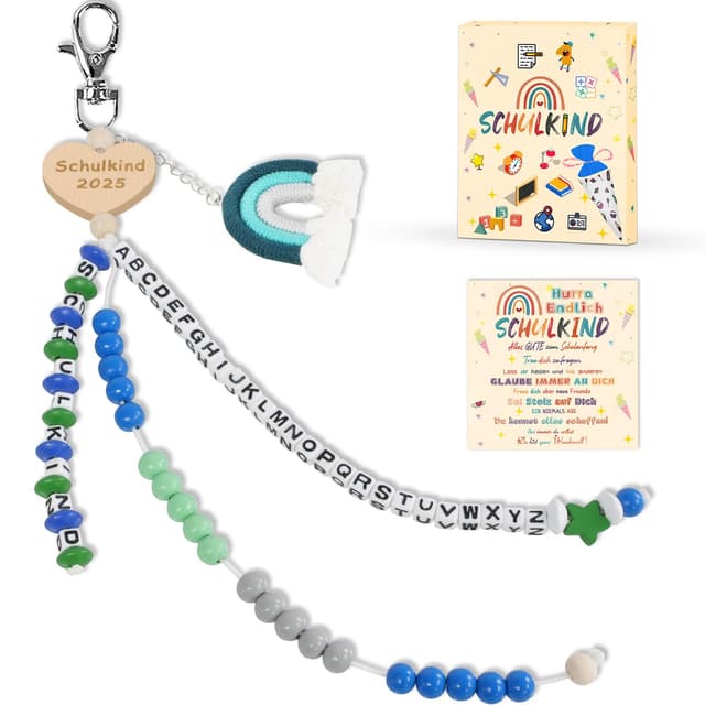 🎓🔢 KUPITM6 Rechenkette Geschenk Einschulung Jungen 🎒📚