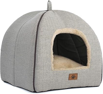 🐱 WINDRACING Katzenbett für Indoor-Katzen, Katzennest, Haustierbett, Größe L, Beige 🐾