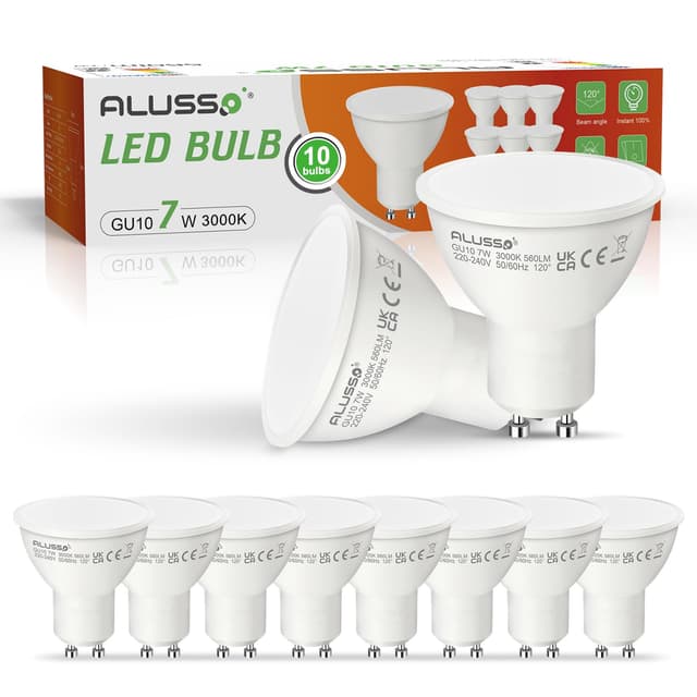 ALUSSO GU10 LED 7W 3000K Warmweiß Leuchtmittel 560 Lumen Birnen - 10er Set 🌟