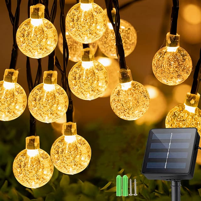 Sunlisky Solar Lichterkette Aussen, 7m 33 LED Solar Kristall Kugeln 🌞🏡