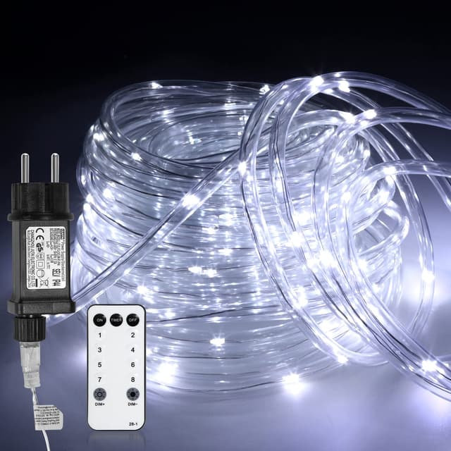 Tubiaz 10 Meter LED Lichterschlauch Außen, Kaltweiß 100LEDs Wasserfest LED Schlauch für Auße