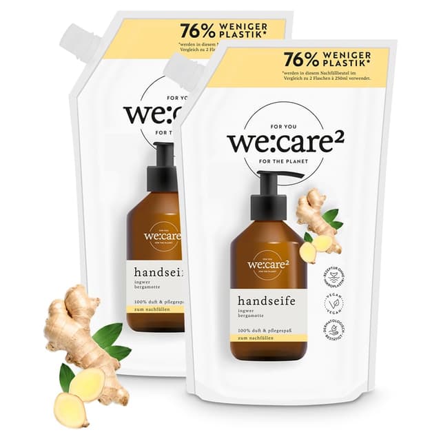 We:Care² Handseife Nachfüllbeutel 500ml - Ingwer/Bergamotte