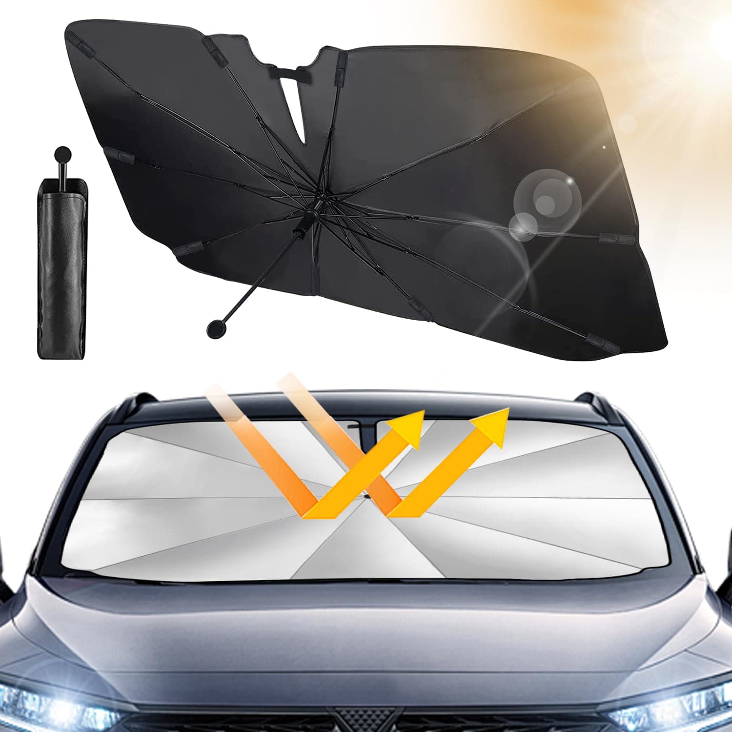 🌞🚗 Beshine Sonnenschutz Frontscheibe - Drehbar Faltbar Auto-Sonnenschirm 145 x 83 cm 🚗🌞