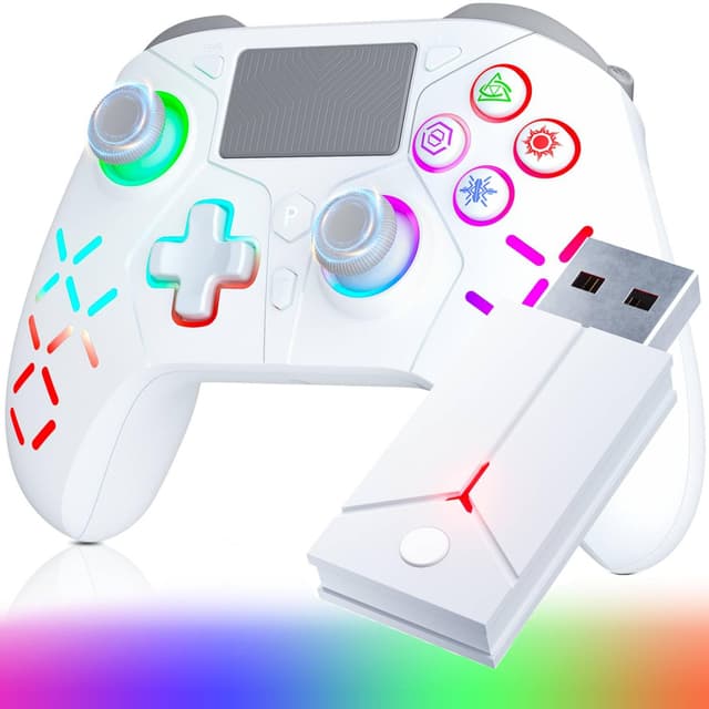 Kabelloser Controller für PS-5 mit Adapter und RGB-Beleuchtung