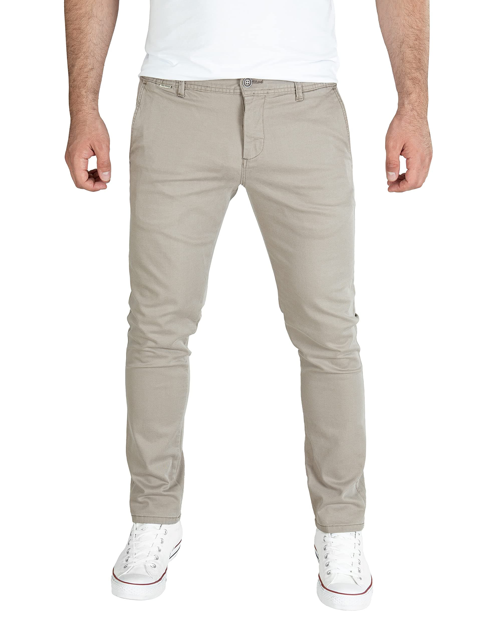 PITTMAN Andrew Herren Chino Hose - Chinohose mit Teil-elastischem Bund in Beige 🌿