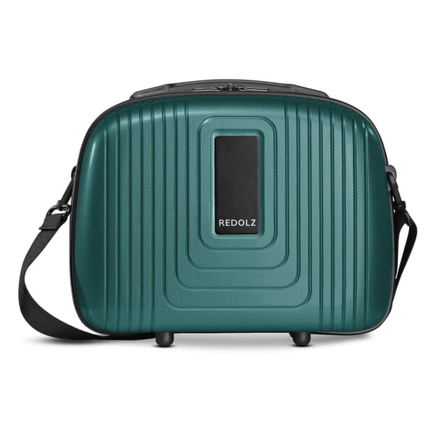 REDOLZ Hartschalen Handgepäck Kosmetik-Koffer | Stabiles Beauty-Case mit Aufsteckfunktion | Pearl-green Metallic Beauty Case (34 cm) ✨