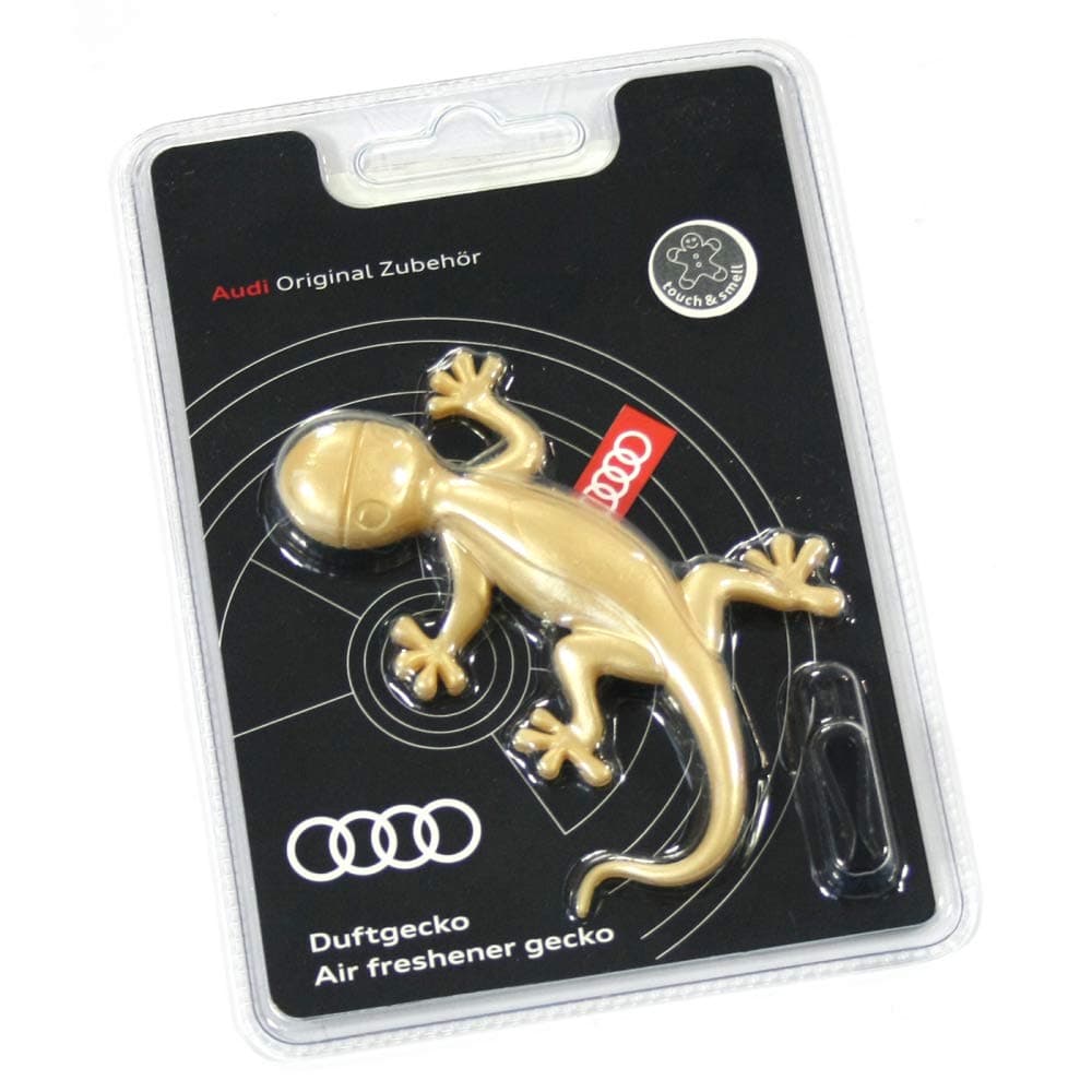 🚗🌟 Audi Duftgecko Goldoptik Lufterfrischer - Aromatisch-zimtig, Gelb 🌟🚗