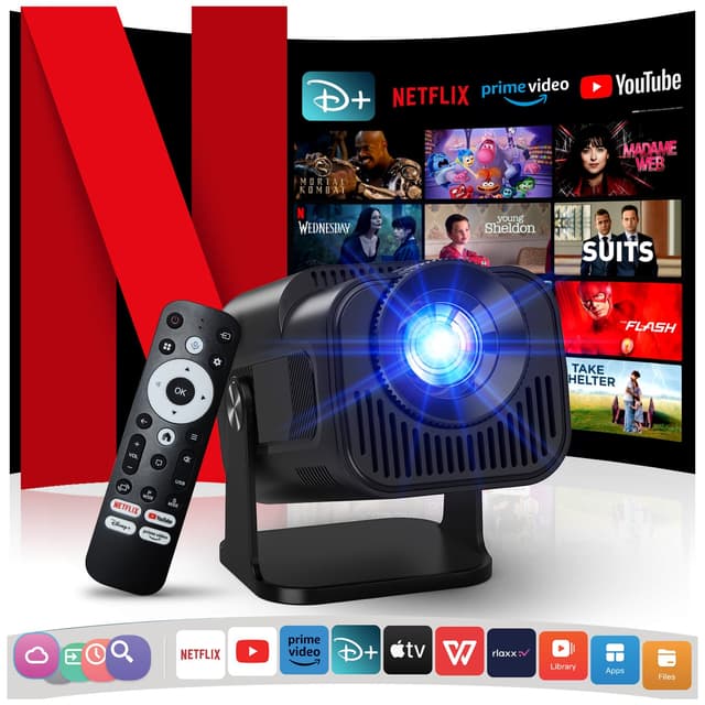 Netflix Offiziell/Stereo-Lautsprecher 4K Beamer mit WiFi und Bluetooth