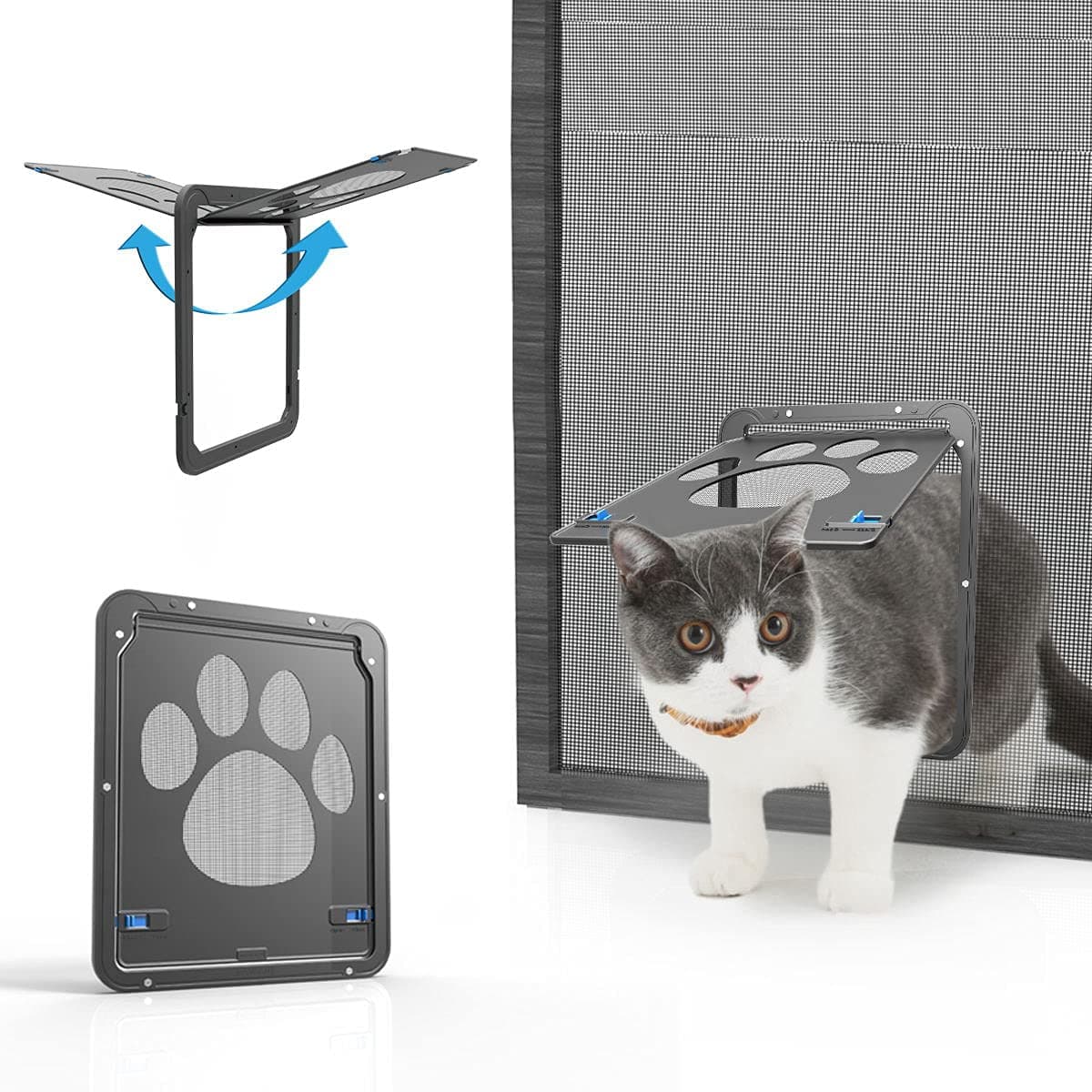 🐶🐱 NAMSAN Haustierklappe Fliegengitter mit Magnet | Hundeklappe Katzenklappe für Fliegengittertür | Abschließbar | Haustiertür für Katzen/Hunde | 19.19€