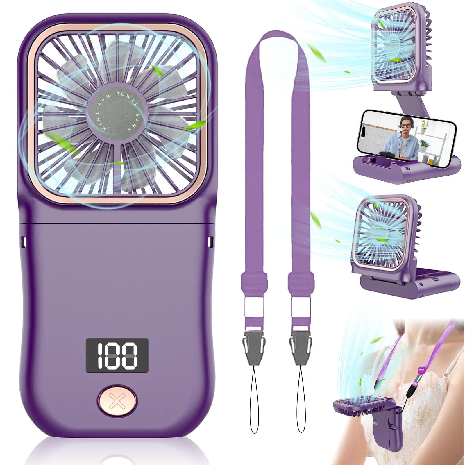 Handventilator Mini Ventilator Gesicht Lila 🌪