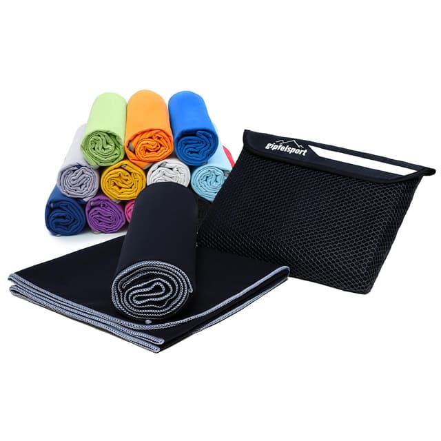 🏖️ Gipfelsport Mikrofaser Handtuch Set - Strandtuch, Badetuch 180x80cm Schwarz XL