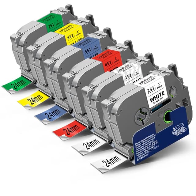 🏷️ 6x Labelwell 24mm kompatibel Schriftband für Brother TZe-251 TZe-151 TZe-451 TZe-551 TZe-651 TZe-751