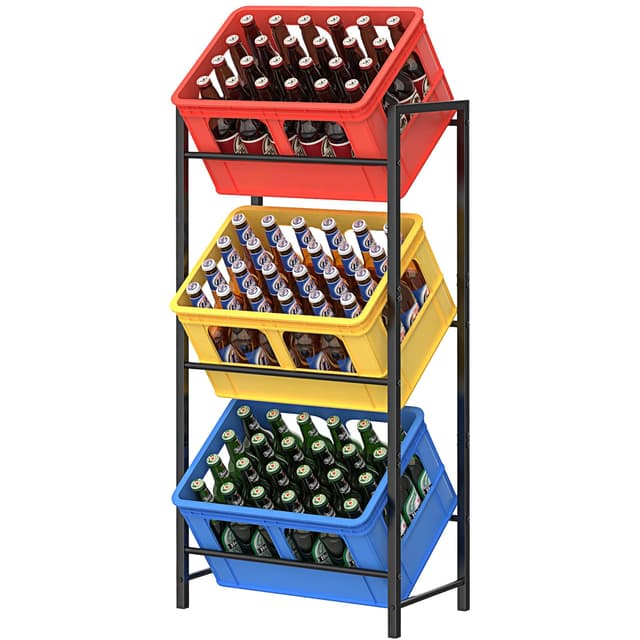 🍺🍎🥦 WELDUN Getränkekistenregal für 3 Getränkekisten - Metall Kistenregal mit 3 Ebenen