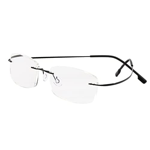 👓 Viseng Randlose Lesebrille Ultraleicht Titanlegierung Rahmenlose Lesehilfe 2.0 Schwarz