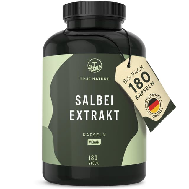 Salbei - 180 Kapseln - Hochdosiert (10:1) - 6000 mg Salbei Extrakt pro Tagesdosis