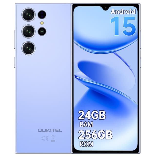 📱 OUKITEL C61 Pro Android 15 Smartphone Ohne Vertrag, 24GB+256GB/1TB Handy Ohne Vertrag, 6,88" HD+ 90Hz Bildschirm 5150mAh Smartphone, 13MP+5MP Kamera,Dual SIM 4G Handy, NFC/Fingerabdruck/Face ID/OTG Blau