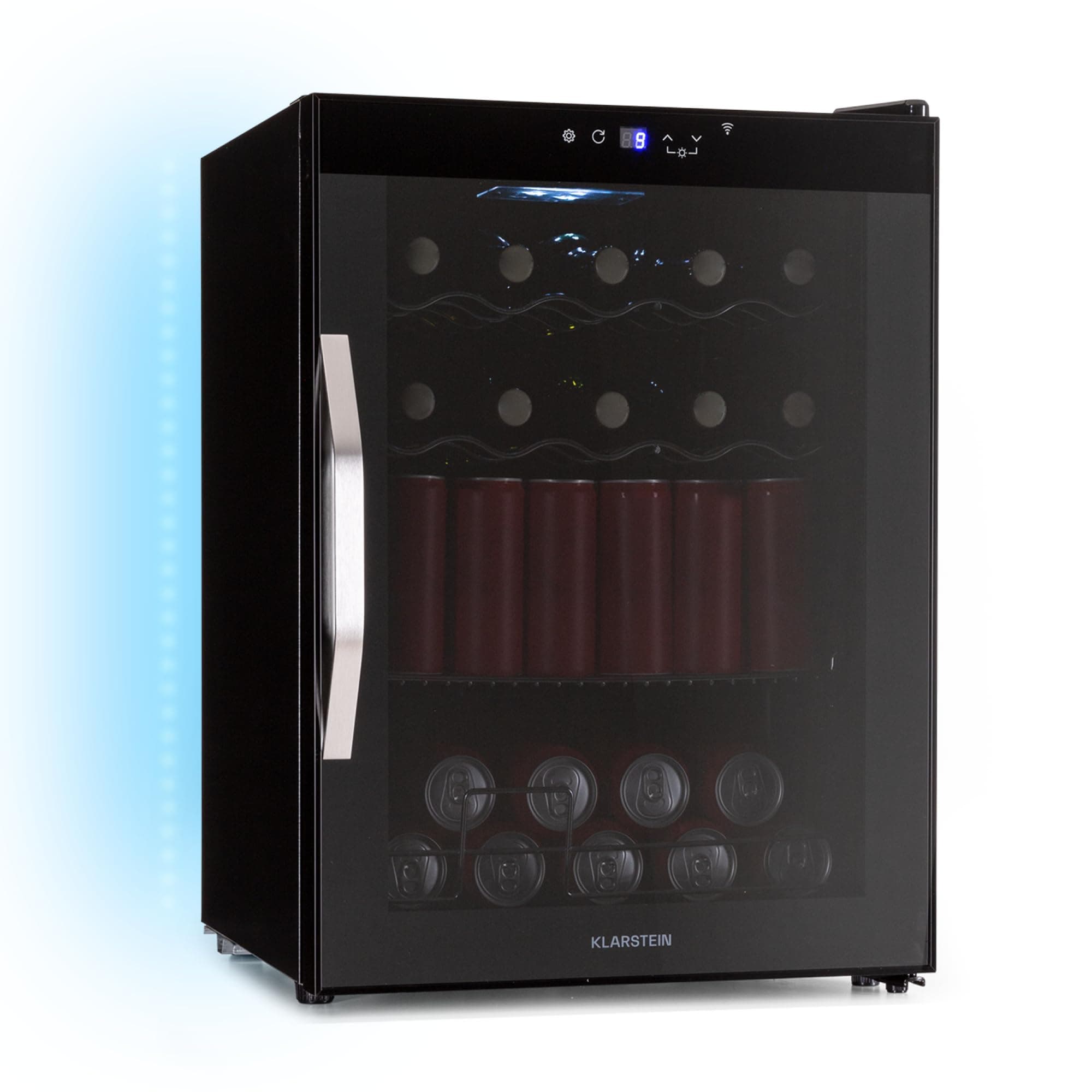 Klarstein Coachella 60 Getränkekühlschrank 🥂 - WLAN, LED-Beleuchtung, Schwarz 60L Energieklasse E