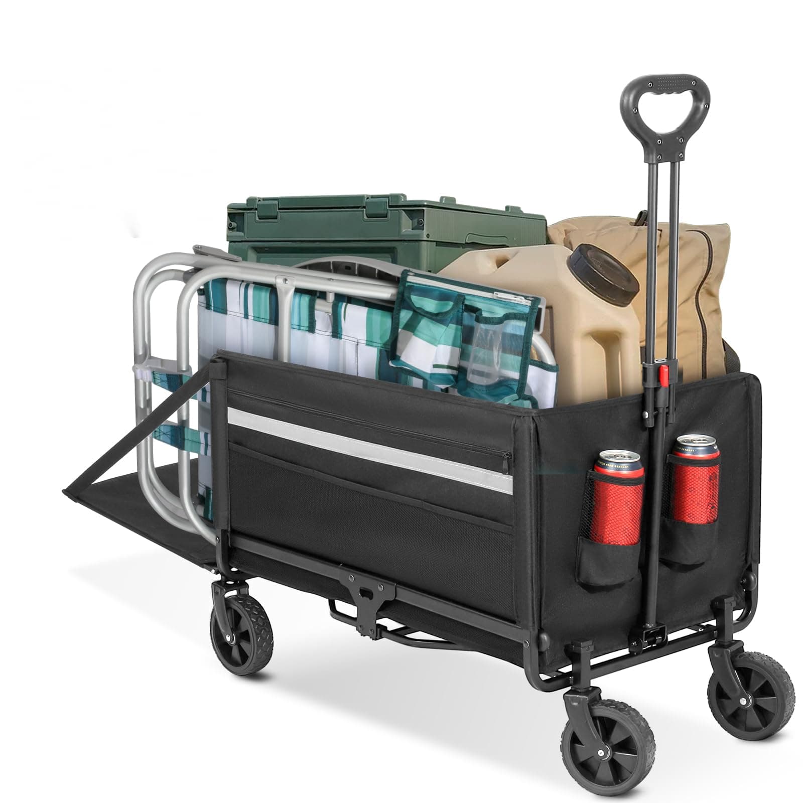 🌞 Faltbarer Bollerwagen 120L+ Bis 150KG - Strandwagen Klappbar 🌊