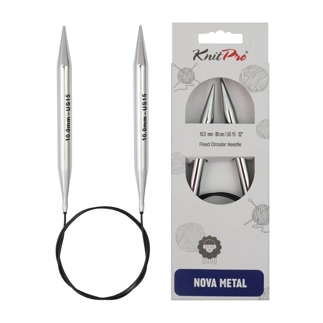 🧶🌟 KnitPro - Nova festgelegt (150 cm x 10,00 mm) Kreisnadeln - 1 Einheit 10 mm 🌟🧶