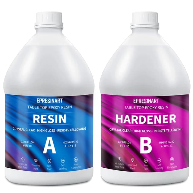 EPRESINART Epoxidharz Set, 3785ml Ungiftig Epoxidharz Klar Gießharz, 1:1 Guss kristallklarer Epoxy Resin Klar Set