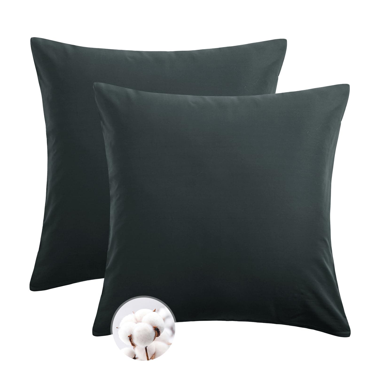 Aisbo Kissenbezug 80x80 Baumwolle 2er Set - 🌟 weiche Kopfkissenbezug 80 x 80 Anthrazit mit Reißverschluss, 80x80cm Grau Pillow Cover Pillowcase 80x80 Anthrazit
