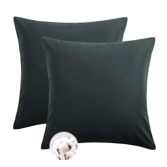 Aisbo Kissenbezug 80x80 Baumwolle 2er Set - 🌟 weiche Kopfkissenbezug 80 x 80 Anthrazit mit Reißverschluss, 80x80cm Grau Pillow Cover Pillowcase 80x80 Anthrazit