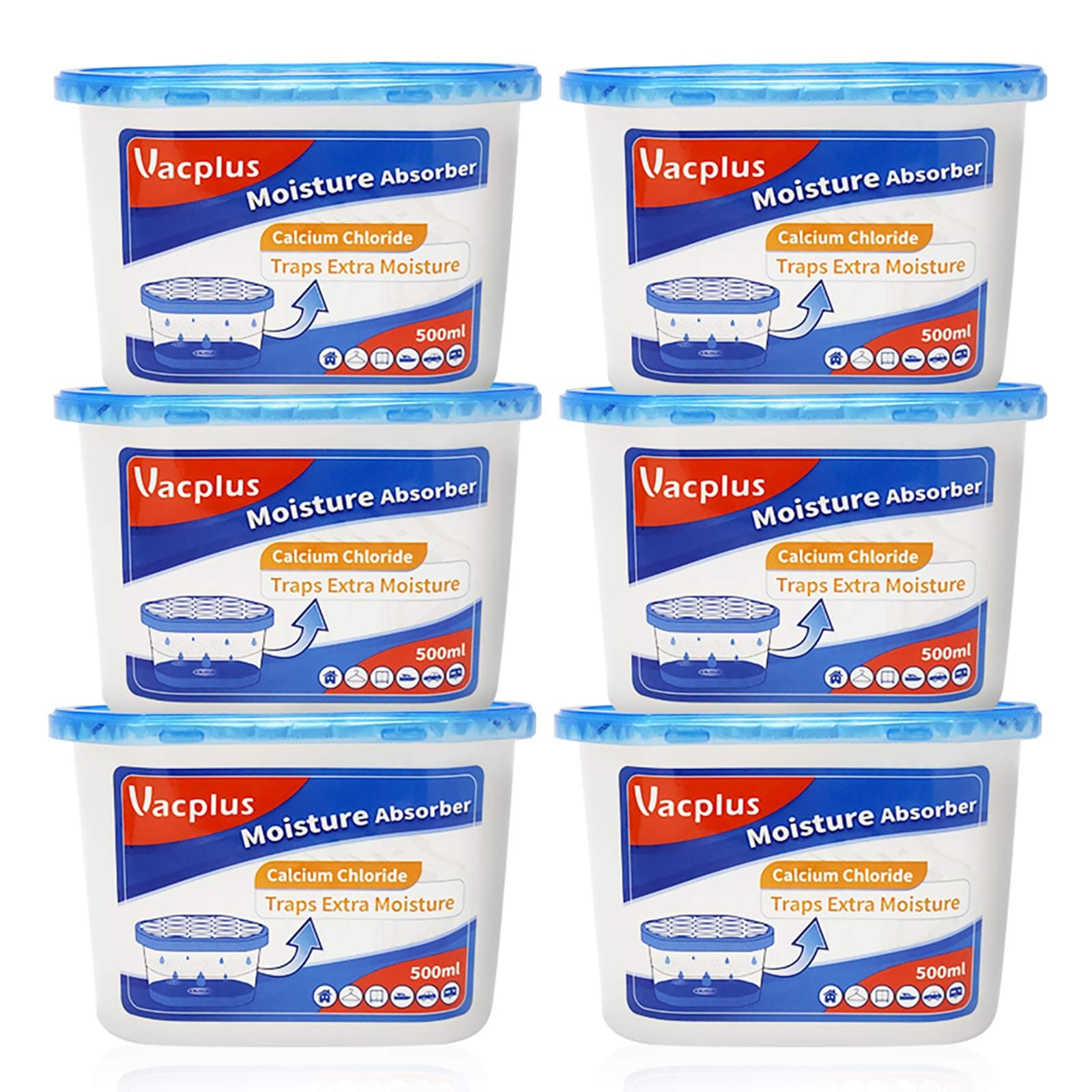 🌊 Vacplus Luftentfeuchter 6er-Set Marine Blau 🌿