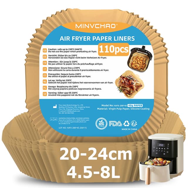 Backpapier für Heißluftfritteuse - 110 Stück - 4,5L-8L Airfryer Backpapier 🍟🔥